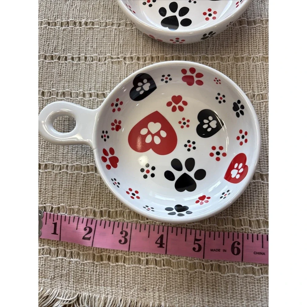 Temp-tations Pawfetti (4) Individual Handles Bowls Dog Cat Paw Prints Hearts